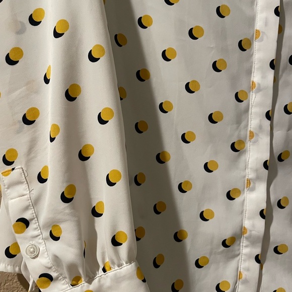Boden White and Yellow Polka Dot Button Down Shirt - Picture 2 of 5